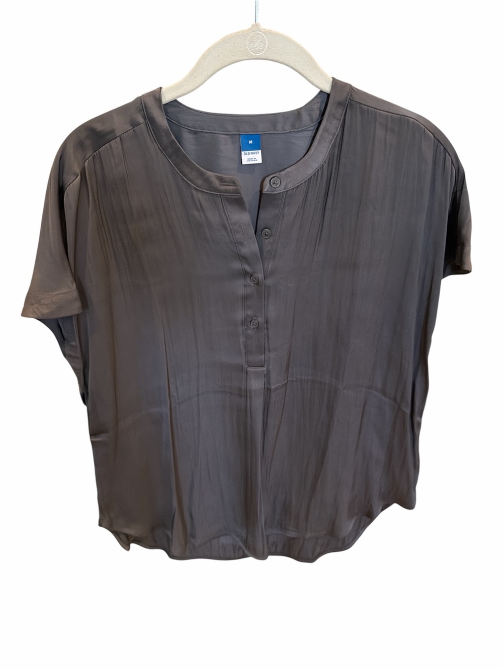 Old Navy Charcoal Gray Short-Sleeve Henley Blouse